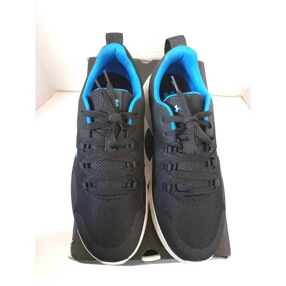 New! UNDER ARMOUR Men's Essential Sneakers Running Athletic Shoe Black Blue 10.5
